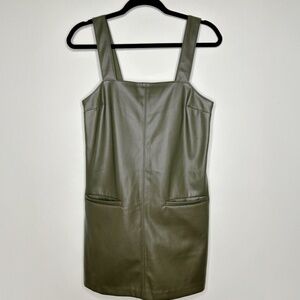 Abercrombie & Fitch Green Faux Leather Front Pocket Mini Shift Dress